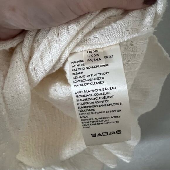 Anthropologie Maeve Addie Cream Cowl Neck Ruffled Hacci Pullover - Picture 7 of 8